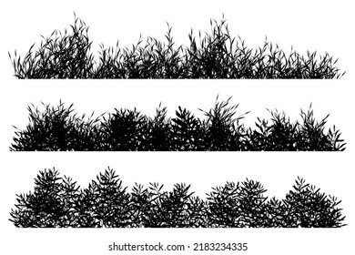 Grass Bush Silhouette Bush Border Stock Vector (Royalty Free ...