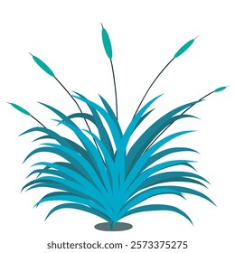 grass bush vector design illustration with flowers, grass cartoon texture field shape vector image