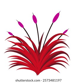 grass bush vector design illustration with flowers, grass cartoon texture field shape vector image