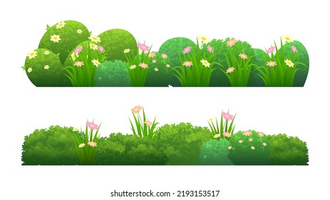 Grass and bush vector element, home or garden ornamental plants vector illustration