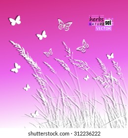 Grass with butterflies. Vector