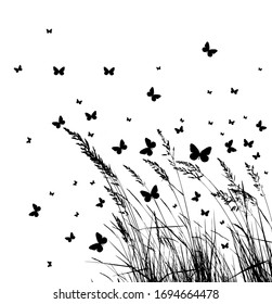 Grass Butterflies Vector Illustration Stock Vector (Royalty Free ...