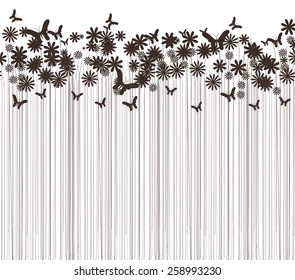 grass and butterflies vector silhouette