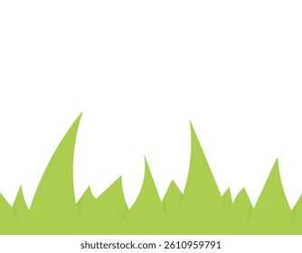 Grass in cartoon style on white background isolated. Grass pattern on background. Simple green grass