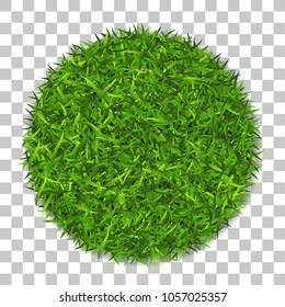 Grass circle 3D. Green plant, grassy round field, isolated white transparent background. Symbol of globe sphere, fresh nature design, clear earth. Ecology design Save the planet Vector illustration