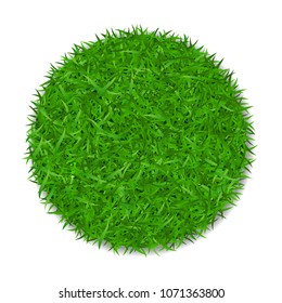 Grass circle 3D. Green plant, grassy round field, isolated on white background. Symbol of globe sphere, fresh nature design, clear earth. Ecology natural design Save the planet Vector illustration
