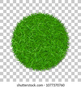 Grass circle 3D. Green plant, grassy round field, isolated white transparent background. Symbol of globe sphere, fresh nature design, clear earth. Ecology design Save the planet Vector illustration