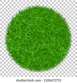 Grass circle 3D. Green plant, grassy round field, isolated white transparent background. Symbol of globe sphere, fresh nature design, clear earth. Ecology design Save the planet Vector illustration