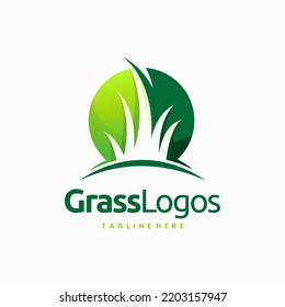 grass circle logo design template