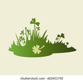 Grass and clover leaves. A simpleGrass and clover leaves - a simple 3d flat design for St. Patrick's Day.flat design for St. Patrick's Day.