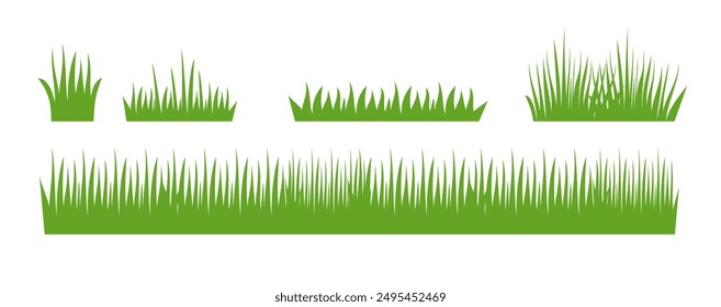 
Grass. Collection of grass vector illustrations in flat style. green leaf. Grass illustration isolated on white background