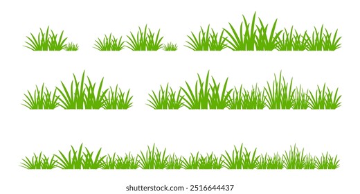 Grass. Collection of grass vector illustrations in flat style. green leaf. Grass illustration isolated on white background