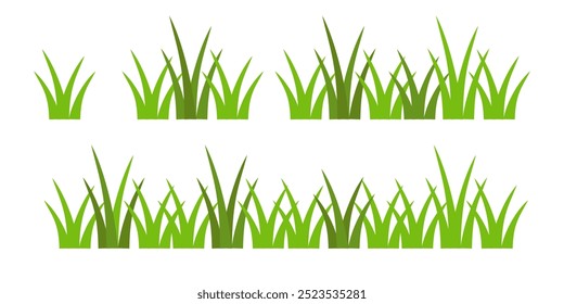 Grass. Collection of grass vector illustrations in flat style. green leaf. Grass illustration isolated on white background