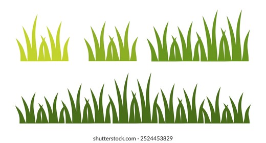 Grass. Collection of grass vector illustrations in flat style. green leaf. Grass illustration isolated on white background