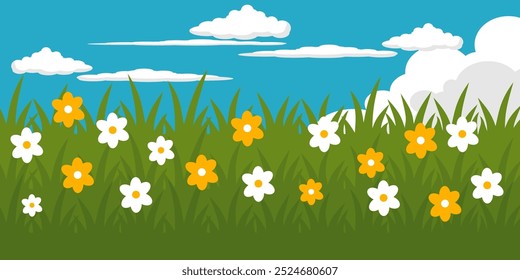
Grass. Collection of grass vector illustrations in flat style. green leaf. Collection of grass vector illustrations in flat style. green leaf. Grass illustration isolated on blue sky and cloud