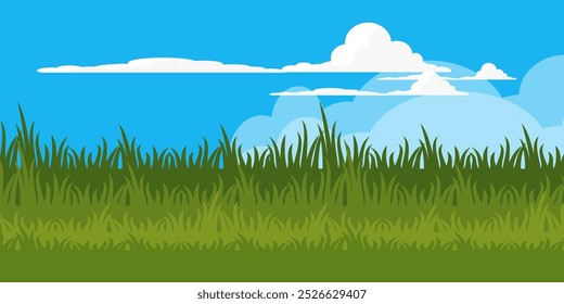 
Grass. Collection of grass vector illustrations in flat style. green leaf. Collection of grass vector illustrations in flat style. green leaf. Grass illustration isolated on blue sky and cloud