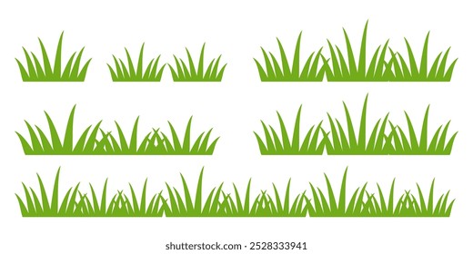 Grass. Collection of grass vector illustrations in flat style. green leaf. Grass illustration isolated on white background