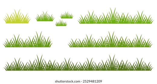 Grass. Collection of grass vector illustrations in flat style. green leaf. Grass illustration isolated on white background