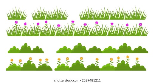 Grass. Collection of grass vector illustrations in flat style. green leaf. Grass illustration isolated on white background