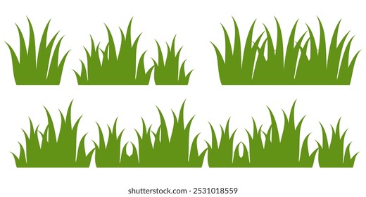 Grass. Collection of grass vector illustrations in flat style. green leaf. Grass illustration isolated on white background