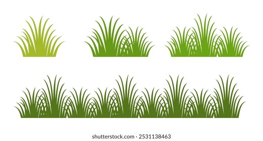 Grass. Collection of grass vector illustrations in flat style. green leaf. Grass illustration isolated on white background