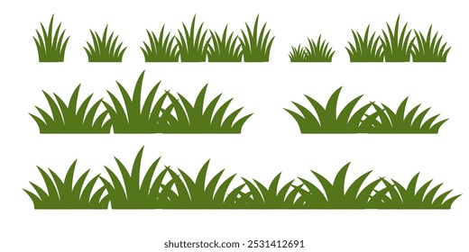 Grass. Collection of grass vector illustrations in flat style. green leaf. Grass illustration isolated on white background