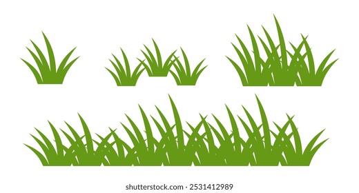 Grass. Collection of grass vector illustrations in flat style. green leaf. Grass illustration isolated on white background