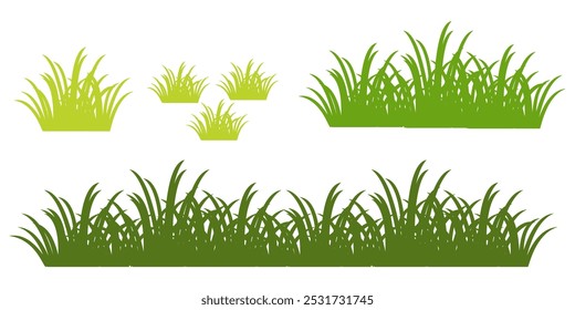 Grass. Collection of grass vector illustrations in flat style. green leaf. Grass illustration isolated on white background