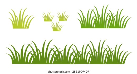 Grass. Collection of grass vector illustrations in flat style. green leaf. Grass illustration isolated on white background