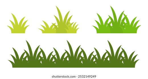 Grass. Collection of grass vector illustrations in flat style. green leaf. Grass illustration isolated on white background