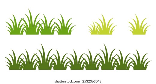 Grass. Collection of grass vector illustrations in flat style. green leaf. Grass illustration isolated on white background