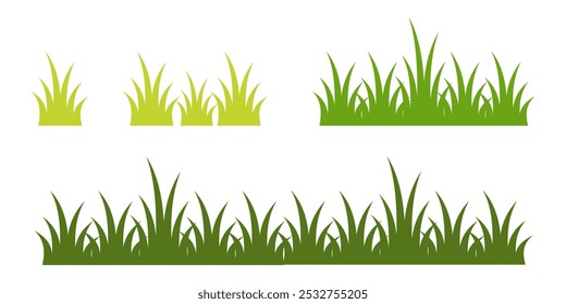 Grass. Collection of grass vector illustrations in flat style. green leaf. Grass illustration isolated on white background