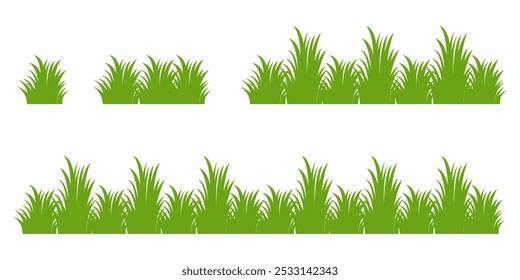 Grass. Collection of grass vector illustrations in flat style. green leaf. Grass illustration isolated on white background
