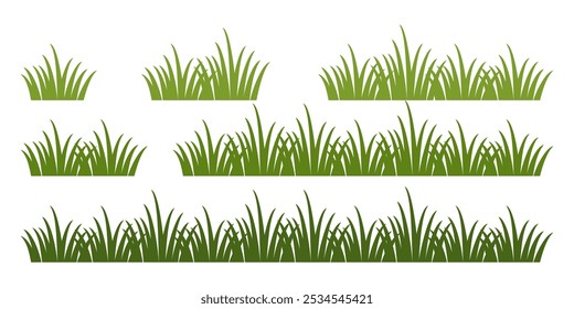 Grass. Collection of grass vector illustrations in flat style. green leaf. Grass illustration isolated on white background.