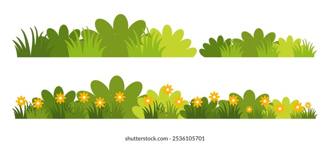 Grass. Collection of grass vector illustrations in flat style. green leaf. Grass illustration isolated on white background