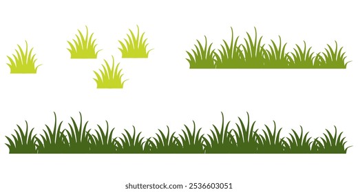 Grass. Collection of grass vector illustrations in flat style. green leaf. Grass illustration isolated on white background