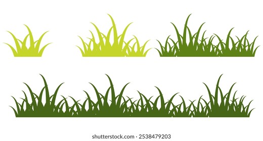 Grass. Collection of grass vector illustrations in flat style. green leaf. Grass illustration isolated on white background