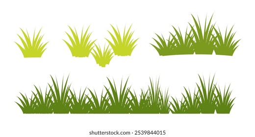Grass. Collection of grass vector illustrations in flat style. green leaf. Grass illustration isolated on white background