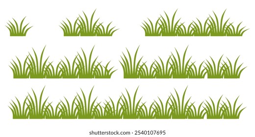 Grass. Collection of grass vector illustrations in flat style. green leaf. Grass illustration isolated on white background