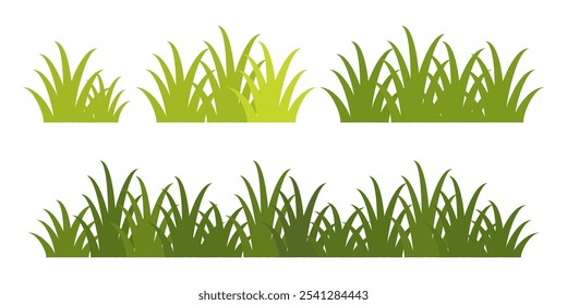 
Hierba. Colección de Ilustraciones vectoriales de hierba en estilo plano. hoja verde. Ilustración de hierba aislada sobre fondo blanco. hierba de Vector y flores