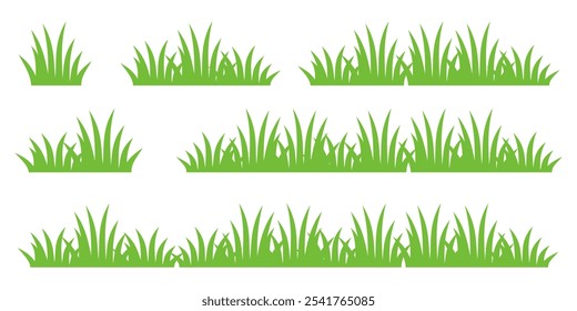 Grass. Collection of grass vector illustrations in flat style. green leaf. Grass illustration isolated on white background. vector grass and flowers
