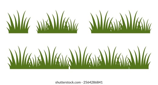 Grass. Collection of grass vector illustrations in flat style. Grass illustration isolated on blue sky background