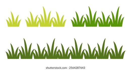 Grass. Collection of grass vector illustrations in flat style. Grass illustration isolated on blue sky background