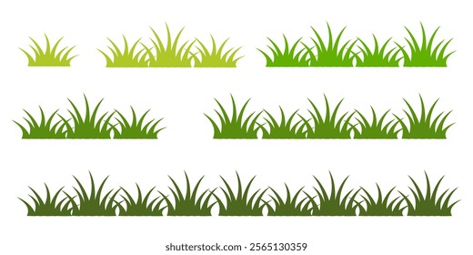 Grass. Collection of grass vector illustrations in flat style. Grass illustration isolated on blue sky background