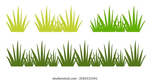 Grass. Collection of grass vector illustrations in flat style. Grass illustration isolated on blue sky background