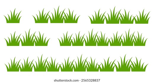 Grass. Collection of grass vector illustrations in flat style. Grass illustration isolated on blue sky background
