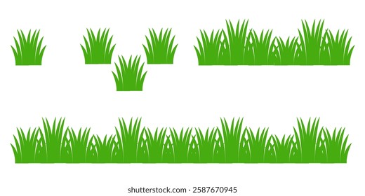 Grass. Collection of grass vector illustrations in flat style. green leaf. Grass illustration isolated on white background