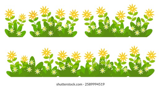 Grass. Collection of grass vector illustrations in flat style. green leaf. Grass illustration isolated on white background