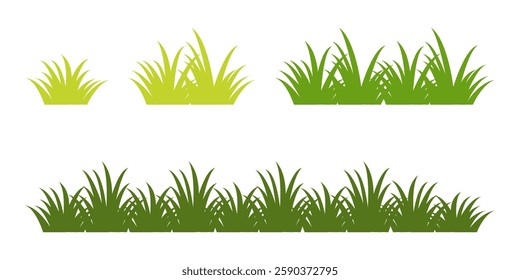 Grass. Collection of grass vector illustrations in flat style. green leaf. Grass illustration isolated on white background.