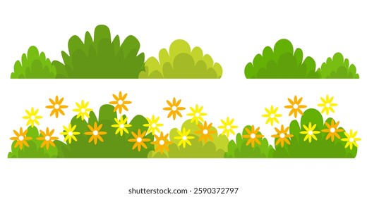 Grass. Collection of grass vector illustrations in flat style. green leaf. Grass illustration isolated on white background.
